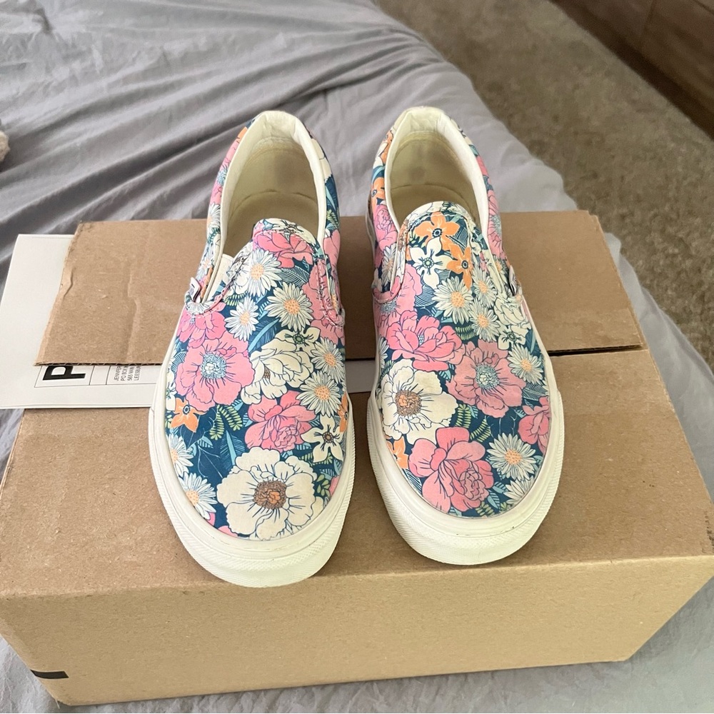 Vans Floral Slip-On Sneakers - Pink, Blue, Orange
